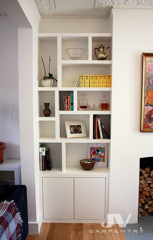 Fitted alcove bookcases, contemporary style, London