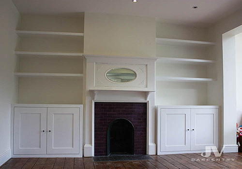 Alcove cabinets with floating shelves