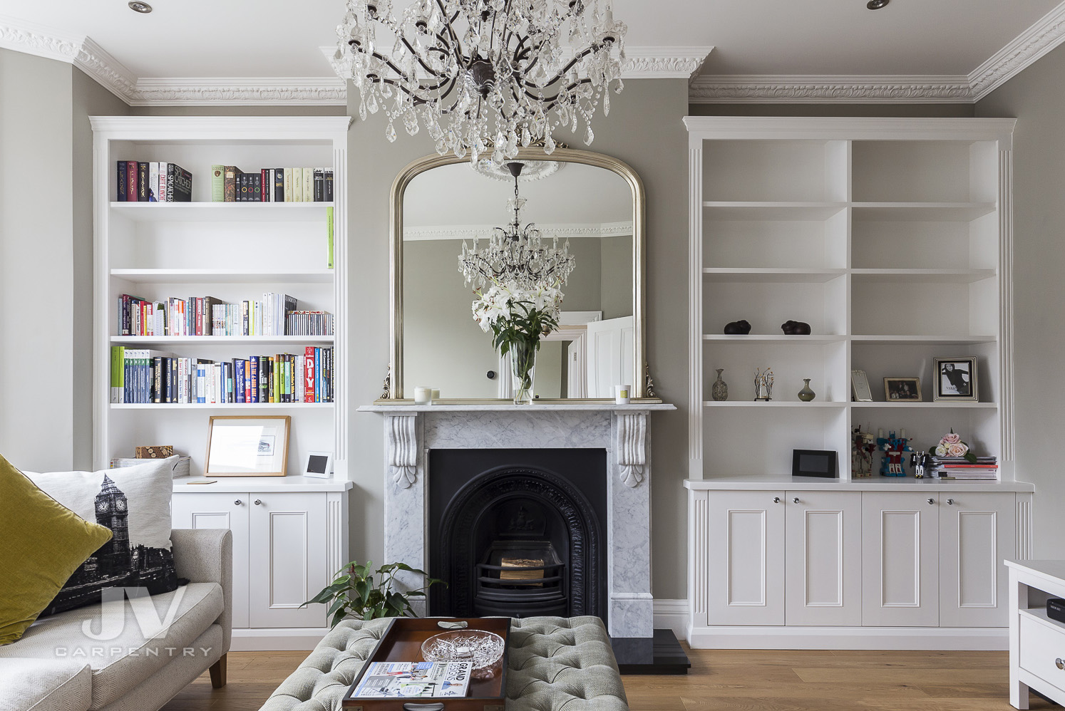 living room alcove shelving ideas