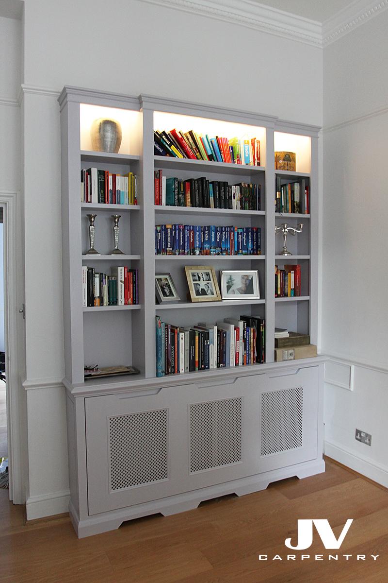 bespoke shelving with radiator cover, London