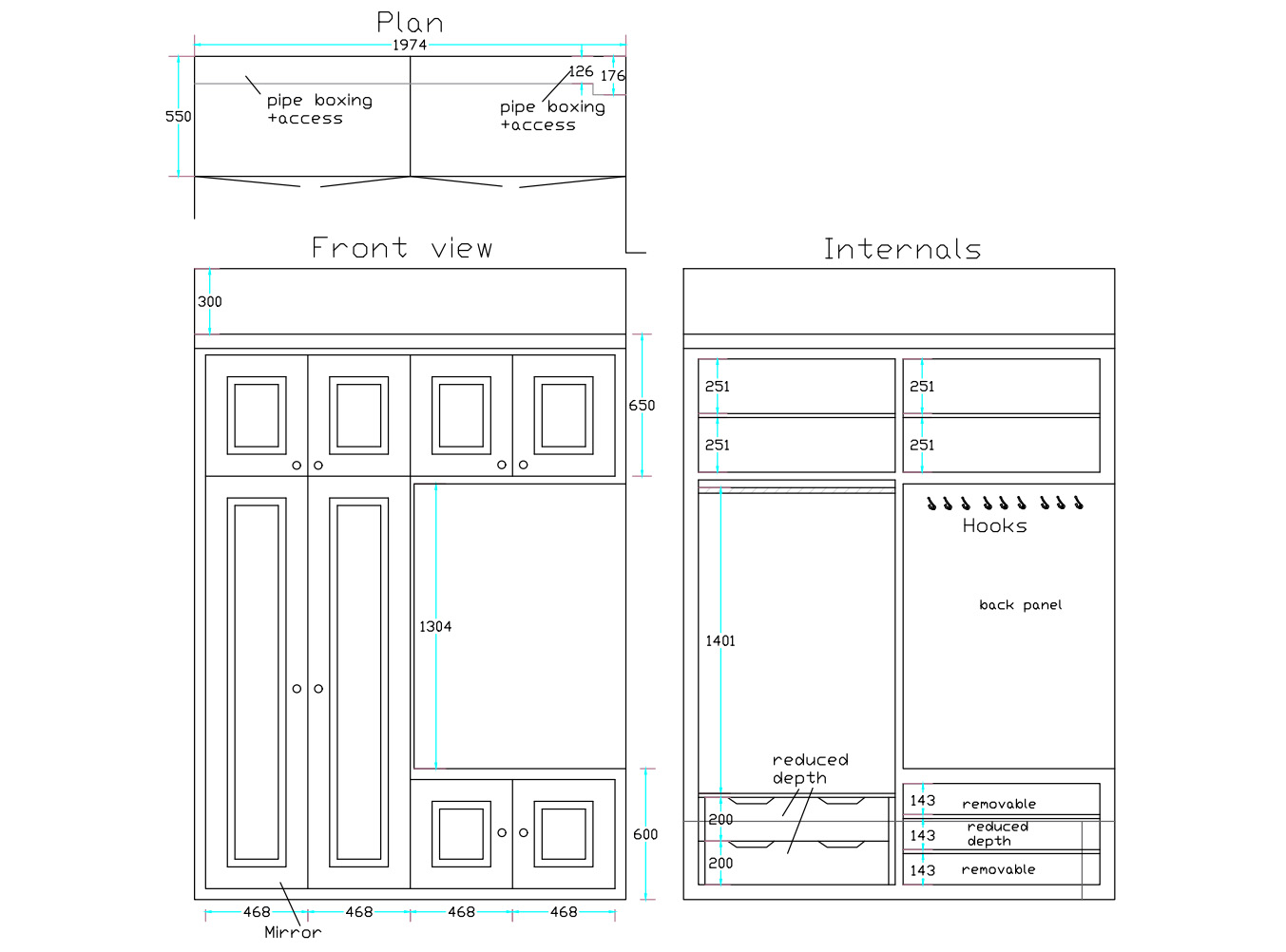 hallway wardrobe CAD drawing