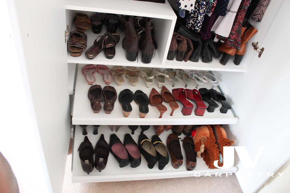 shoe racks inside the wardrobe