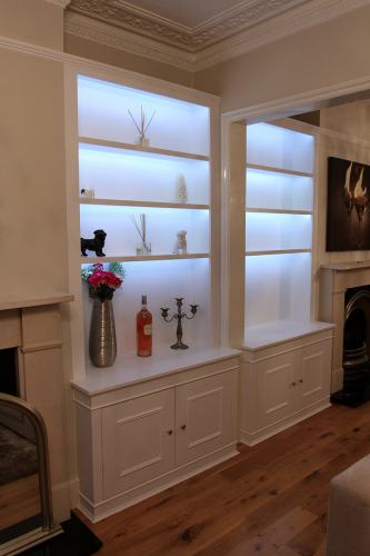 Alcove bookshelves with lighting