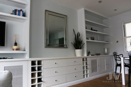 Livingroom built-in TV cupboards and shelves