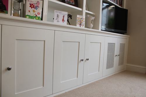 Traditional bookshelves with cupboards