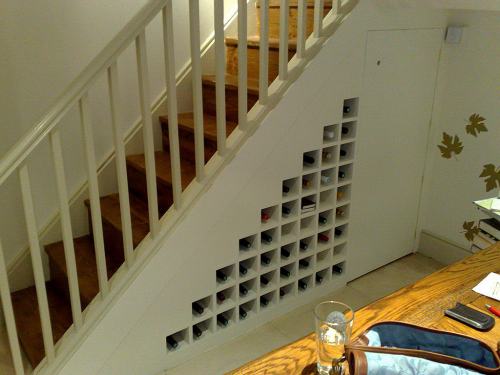 wine rack fitted under staircase